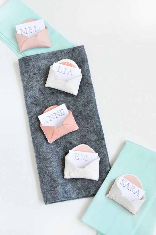 Picture Of adorable diy mini clay envelops for your bridal shower  3