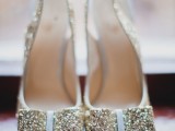 gold sequin slingbacks with oversized bows on tops are amazing for shiny and glam weddings, especially with lots of gold ones