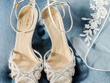 these silver embellished strappy shoes look heavenly beautiful and delicate and will be a nice addition to a spring and summer bridal look letting your feet breathe