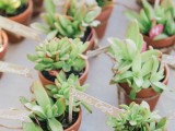 mini succulents in pots plus markers are amazing for any wedding season