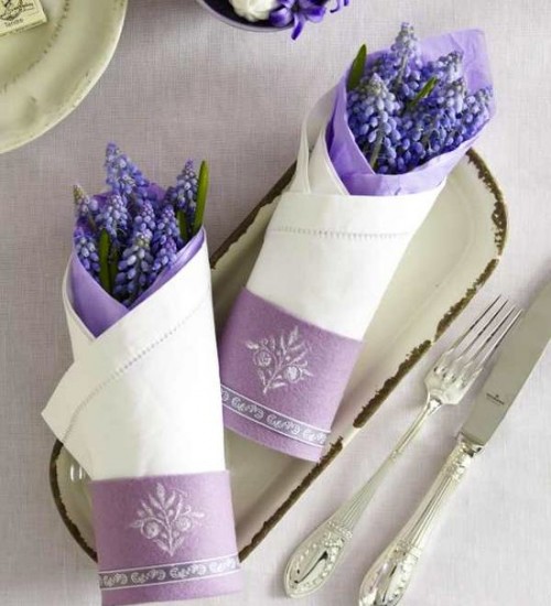 fabric cones with fresh spring bulbs are non-traditional yet very refreshing favors for spring weddings