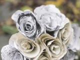 a creative wedding bouquet of flowers made of note paper is a very cool and fun idea for summer