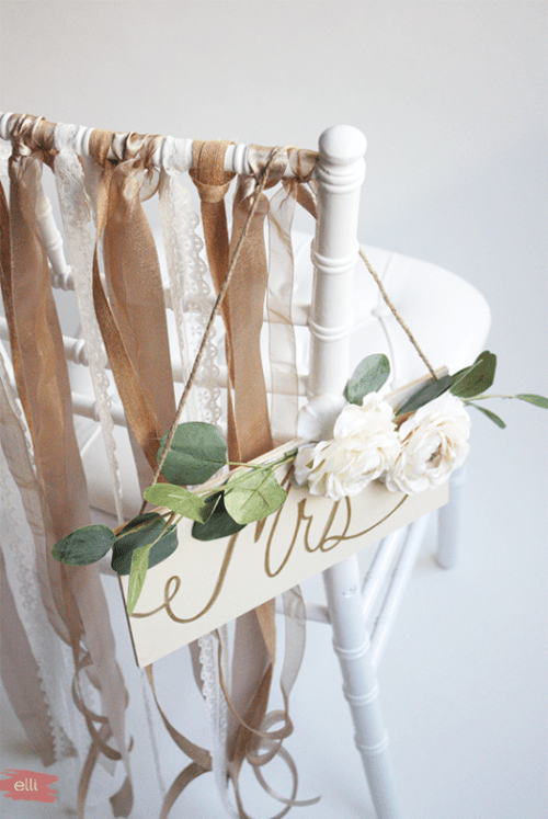 Amazing DIY Ribbon Bride And Groom Chairs’ Signs