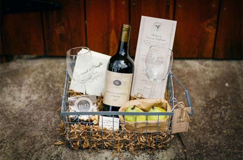 Picture Of amazing diy winery themed wedding welcome basket  1