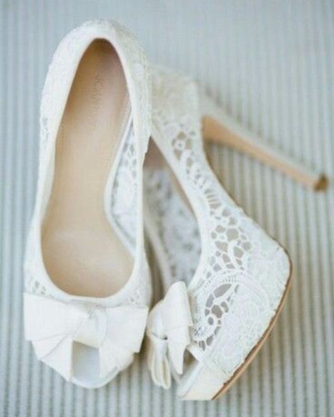 white lace peep toe wedding shoes are classics that always works, not only for a spring but also for other weddings
