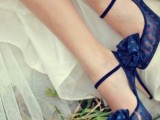 semi sheer navy polka dot ankle strap wedding shoes look super cute and super beautiful, blue is the color of 2020