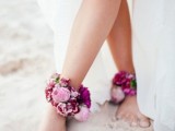 bright floral anklets are amazing to style a boho or beach bride and they will add color to your look making it ultimate