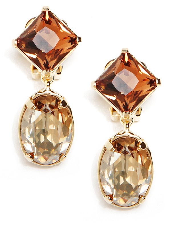 Cognac and amber statement rhinestone earrings will make your bridal look very special