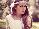 a romantic tulle and rhinestone botanical headpiece will accent your boho bridal look