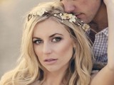 a vine, pearl and fabric flower headpiece is a very cool boho chic idea that won’t wither