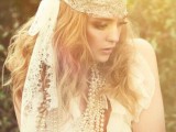 a lace and crystal headband is a bold boho glam idea for a chic look