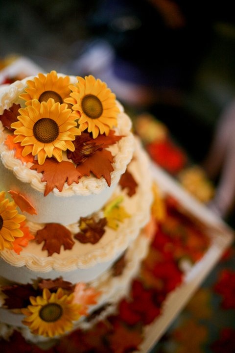 a neutral fall wedding cake topped with sugar leaves and blooms is a timeless idea for a rustic fall wedding