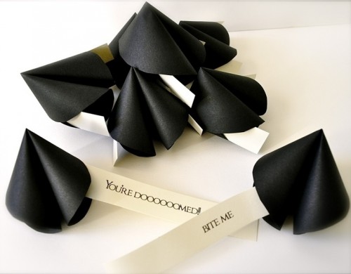 black paper wedding favors with predictions are nice and fine Halloween wedding favors you can easily make