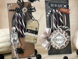 striped black and white candies in packs inspired by Halloween are budget-friendly and easy wedding favors