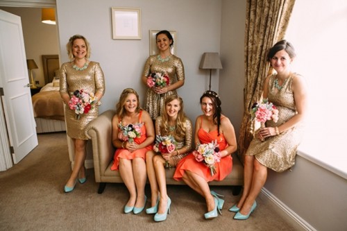 Awesome Mint Green, Coral And Sparkly Gold Wedding Inspiration