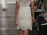 a short lace sheath fully embellished wedding dress with a scallop edge and an illusion back is very romantic and beautiful