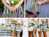 beautiful navy, bright and light blue and white stripes are traditionally used for nautical and beach weddings