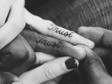 ‘Trust’ tattoos placed on your ring fingers are a perfect solution to highlight what’s important in the relationship for you