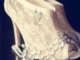 white lace peep toe booties are super elegant and chic, great for winter brides and for other seasons, too
