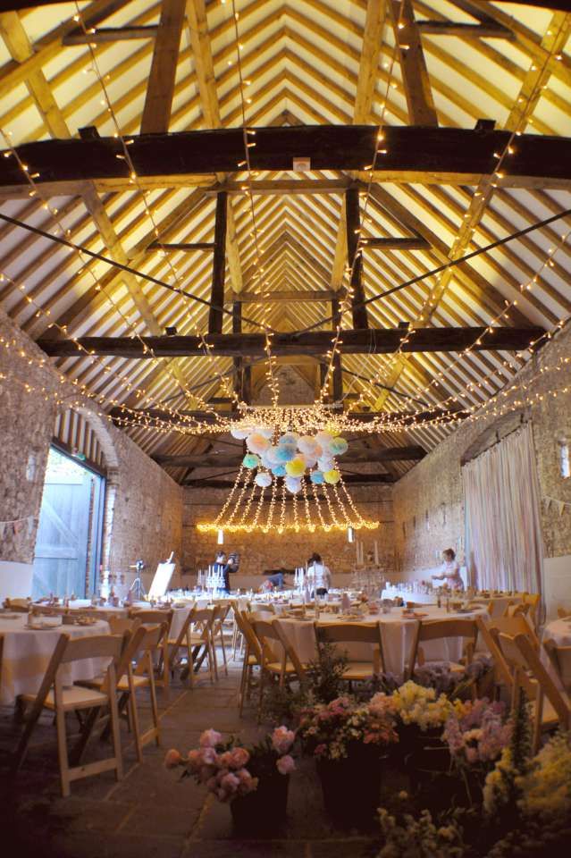 lights and colorful paper pendant lamps will be enough for lighting up your wedding venue, they look cool