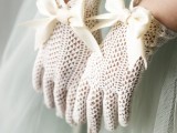 classic crochet white gloves with large bows are great for any vintage bridal look and will keep you more comfortable in fall or winter