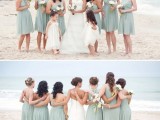 mismatching aqua short bridesmaid dresses can be rocked at many beach weddings