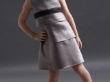 a grey tiered flower girl over the knee dress is a simple and modern idea to rock