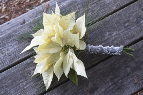 a white winter wedding bouquet with grasses is a cool winter option that is very easy to make