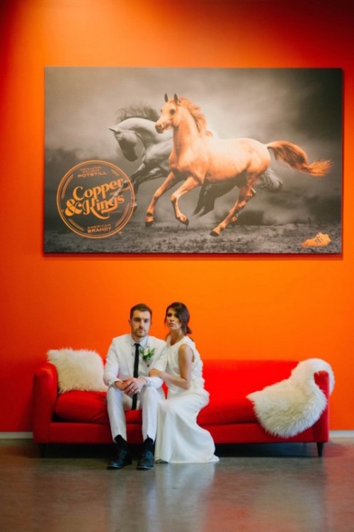 Black And Orange Retro Meets Modern Wedding Inspiration