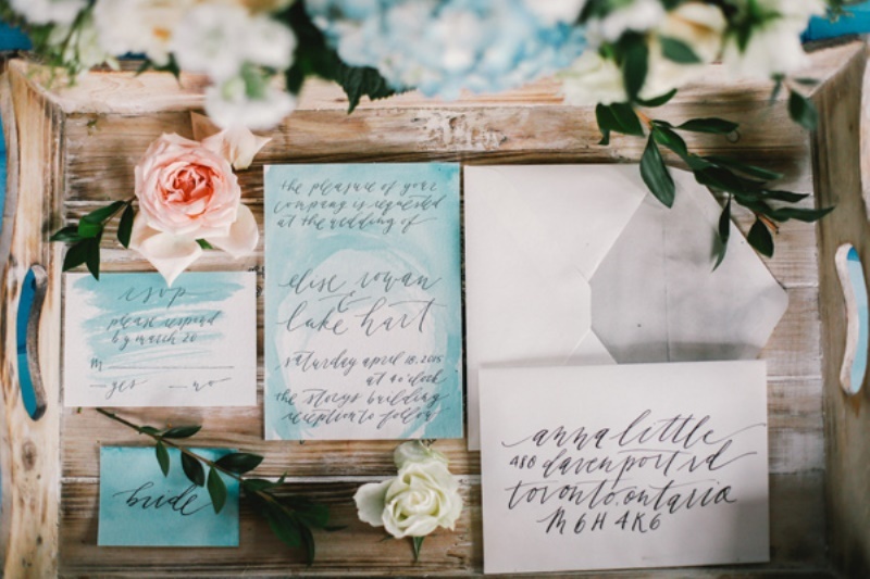 Picture Of bold blue watercolor wedding inspiration with a dreamy boho vibe  2