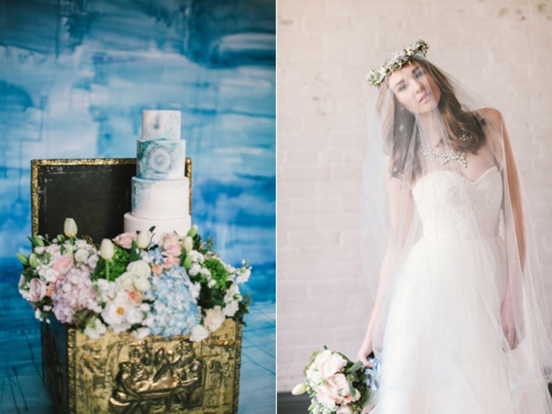 Picture Of bold blue watercolor wedding inspiration with a dreamy boho vibe  7
