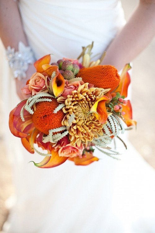 Bright Orange Bridal Bouquets