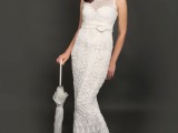 a vintage sleeveless crochet maxi wedding dress with embellishments is a pretty idea for a vintage-loving bride