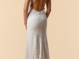 a lovely boho lace mermaid wedding dress with a halter neckline, a keyhole back and a small train is a lovely idea