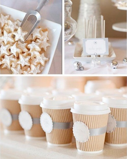 give your sweet table a winter feel with star and snowflake cookies, with bells on the table and accents on cups