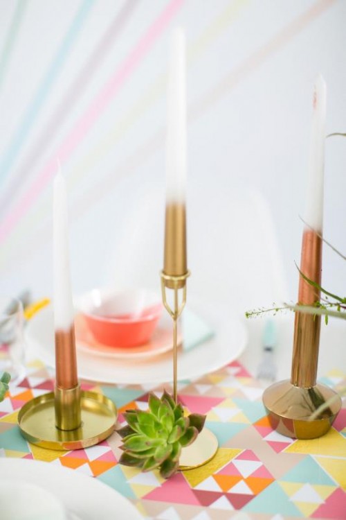 Chic And Modern DIY Metallic Ombre Candles