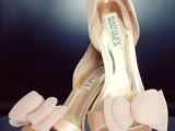 elegant pink wedding shoes with large pink fabric bows are a chic and stylish solution for a summer bride