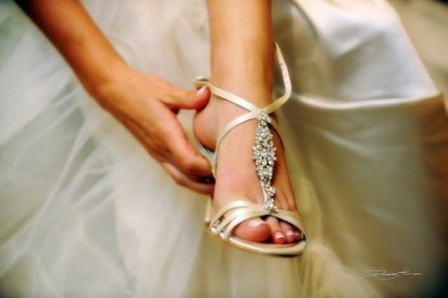 neutral strappy embellished heeled sandals look chic, elegant and stylish, they will match many bridal looks