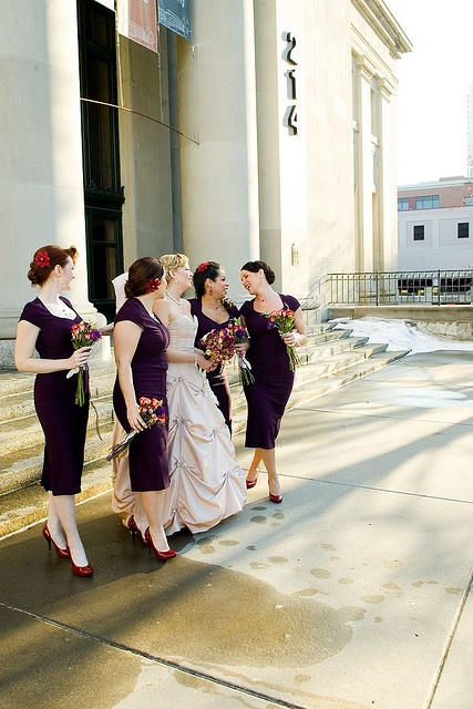 refined plum retro bridesmaid dresses with deep necklines, cap sleeves and pencil skirts are amazing for retro weddings