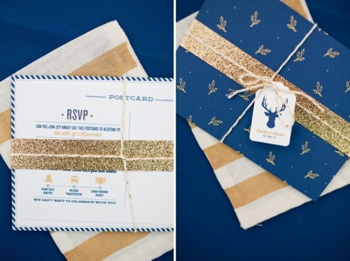 Chic Woodland Navy And Gold Wedding Inspiration