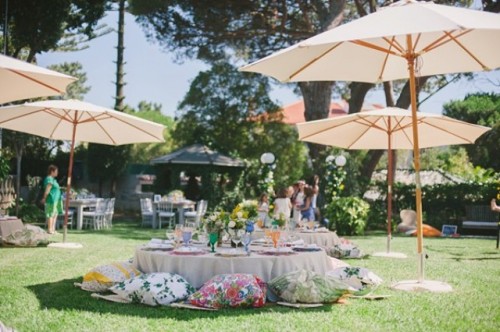 Colorful Backyard Picnic And Barbecue Wedding