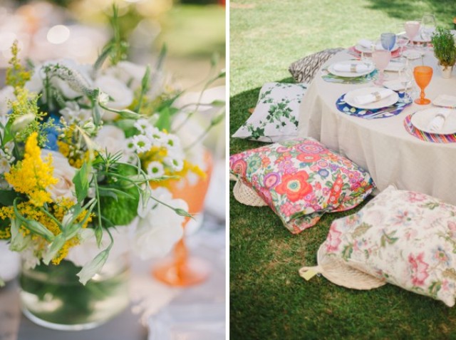 Colorful backyard picnic and barbecue wedding  2