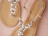 flat fully embellished beach wedding sandals will add a glam touch to the look and can be worn not only to beaches