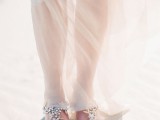 fully embellished rhinestone flower barefoot wedding sandals will give a special touch to your beach bridal look