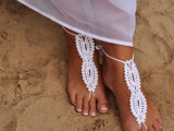 macrame barefoot wedding sandals are a nice option for a boho beach bride