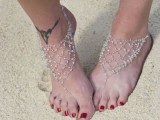 fully embellished net barefoot sandals are amazing for a boho beach bride or if you want to add a boho touch to the look