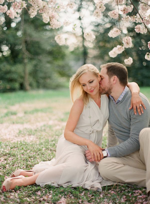 You can get dressed in neutrals to make your engagement pics look more spring like