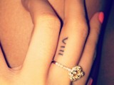 a wedding date tattoo made with Roman numbers on the side of the ring finger
