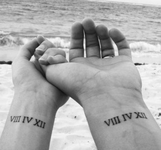 Wedding date tattoos made with Roman numbers on the wrists is a cool idea to accent your body