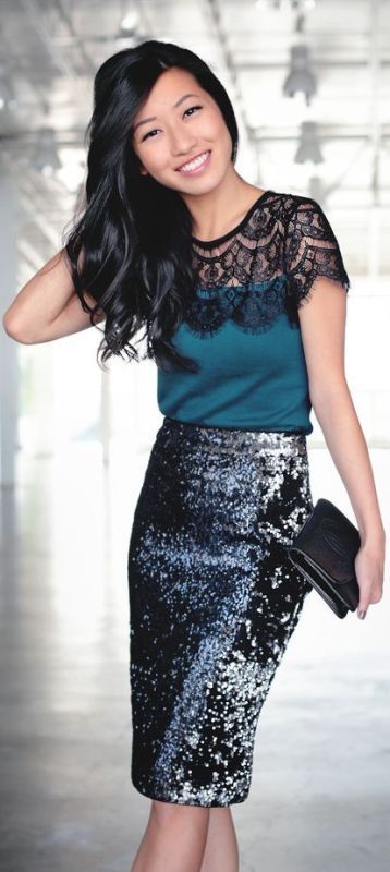 a black to silver sequin knee skirt is a lovely and modern piece to wear, it can be rocked by both bridesmaids and brides